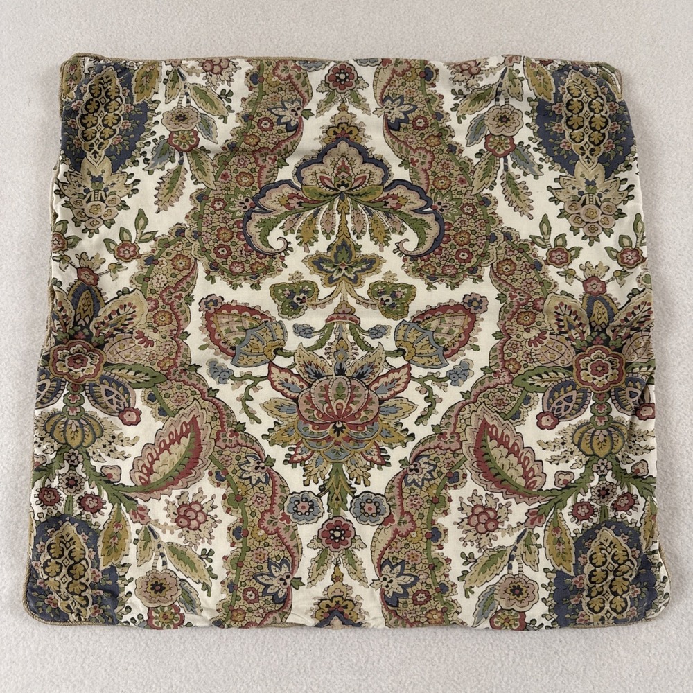 Pottery Barn Sham Palampore Floral Euro 22x22 Jacobean‎ Style Jute Piping Flaws